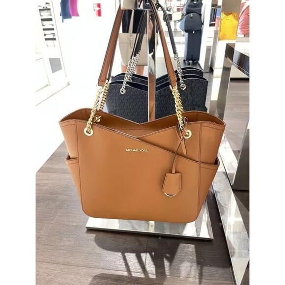 Michael Kors 35F1GTVT3L Jet Set Travel Large Chain Shoulder Tote Bag Leather - Picture 4 of 8